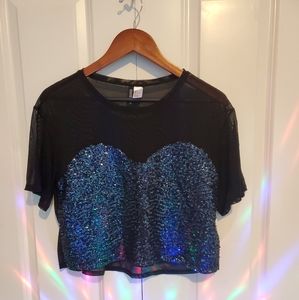 New sequin low crop top
